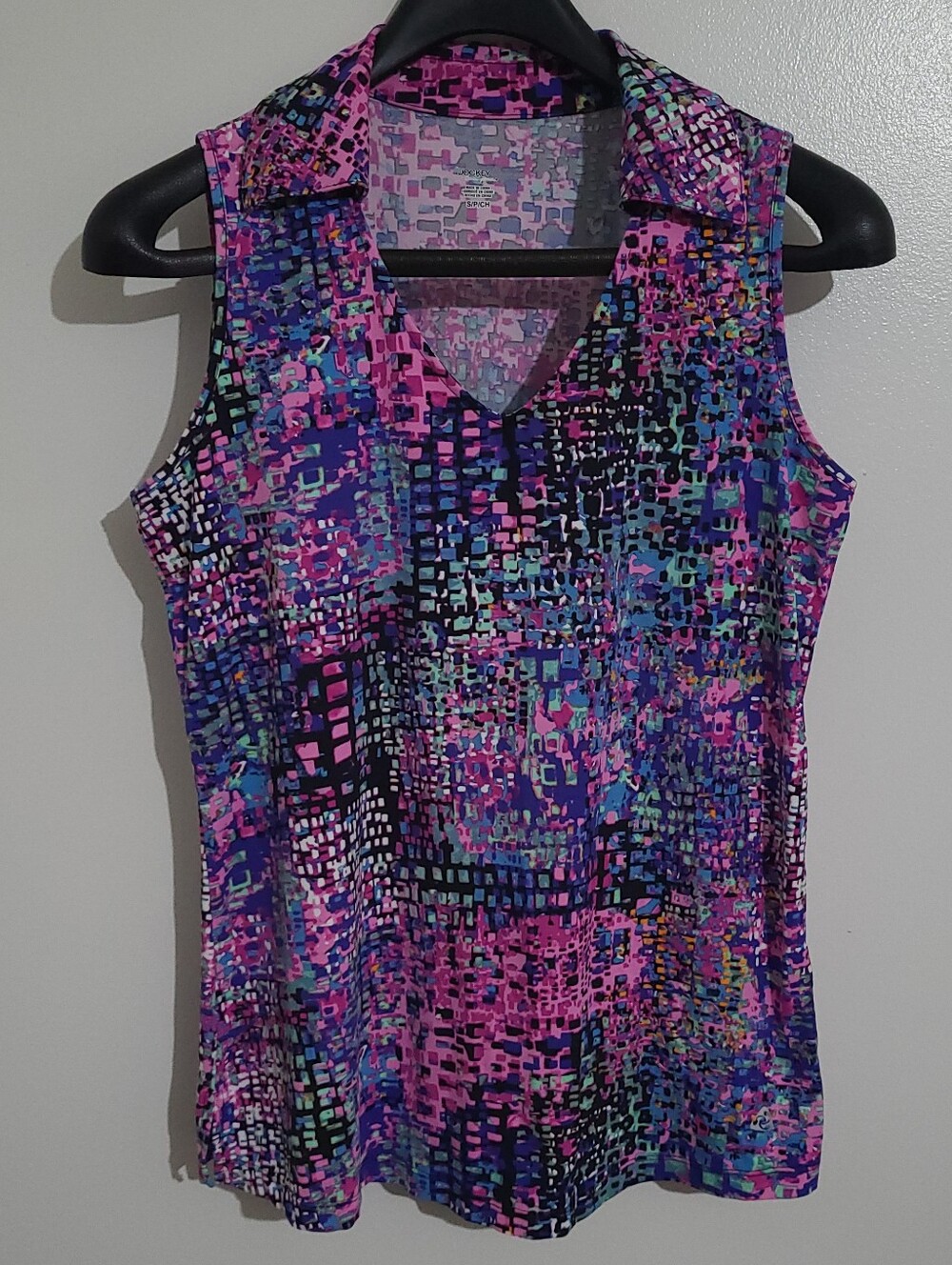 Jockey Person to Person Collared V Neck Sleeveless Golf Top Size S